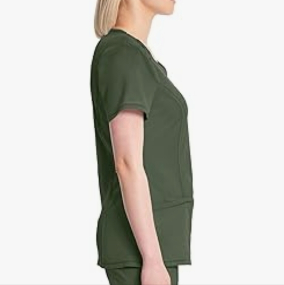 Olive Green Women's Scrub Top - Picture 5 of 16